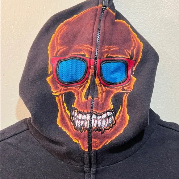 Tony Hawk  Skeleton Hoodie - Black and Orange Size Medium - Picture 3 of 11